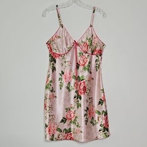 Adonna Floral Satin Slipdress Babydoll Chemise Size‎ Large